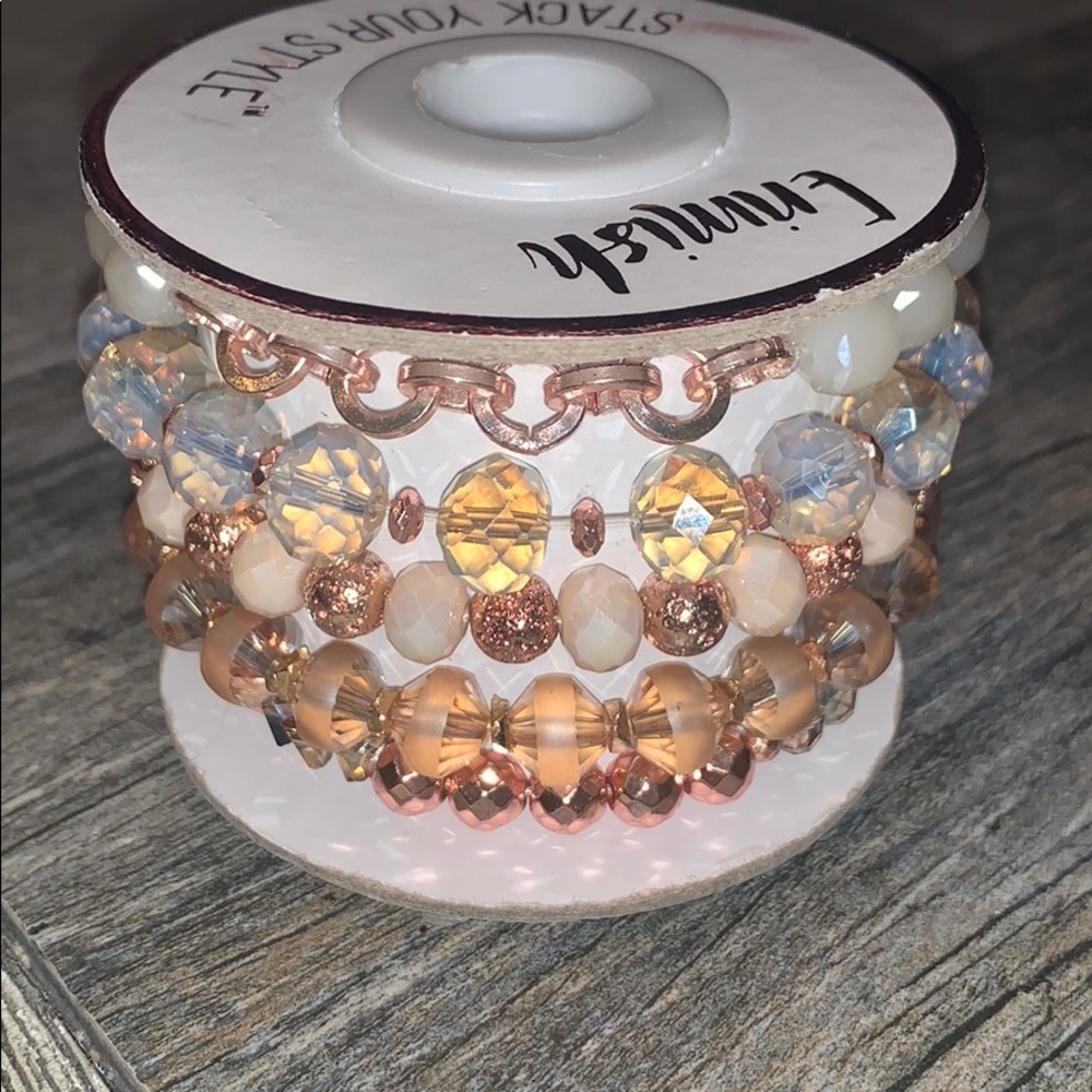 Pink and rose gold bracelet stack